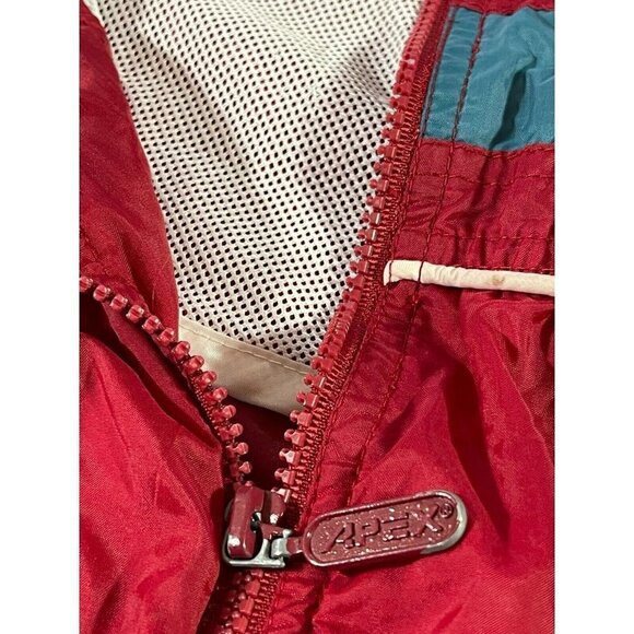 APEX Men's Windbreaker Full Zip Logo Jacket Collared Polyester Red Large - Picture 8 of 10